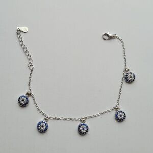Evil Eye Charm Bracelet Sterling Silver